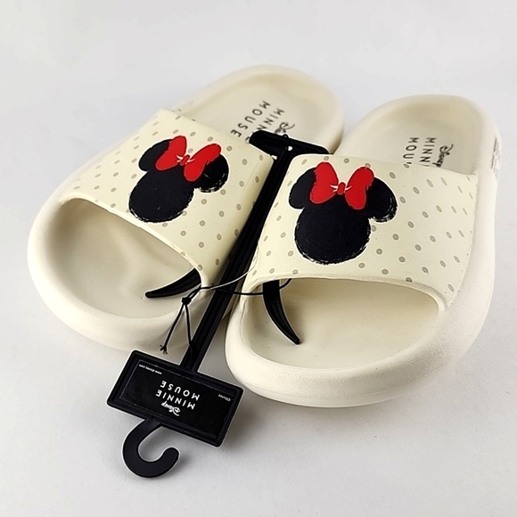 Disney Women's Minnie Mouse Sandals Slides Foam Lightweight Cream Size 9 - Picture 4 of 9